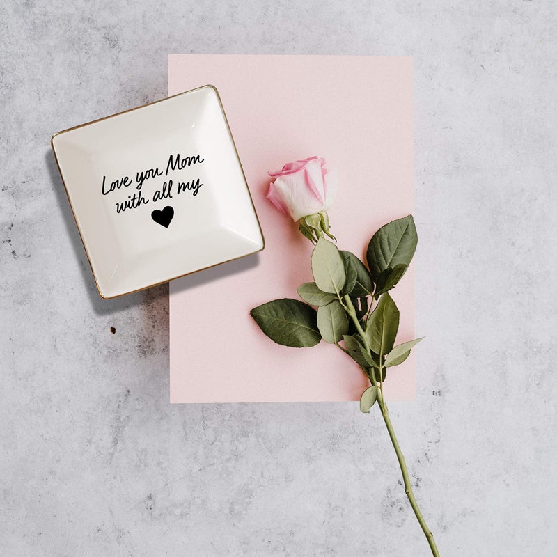 Simply Charmed Love You Mom Jewelry Dish - Valentine's Day or Birthday Gift - Elegant Trinket Tray and Ring Holder - Gifts for Mom from Daughter or Son - Image 5